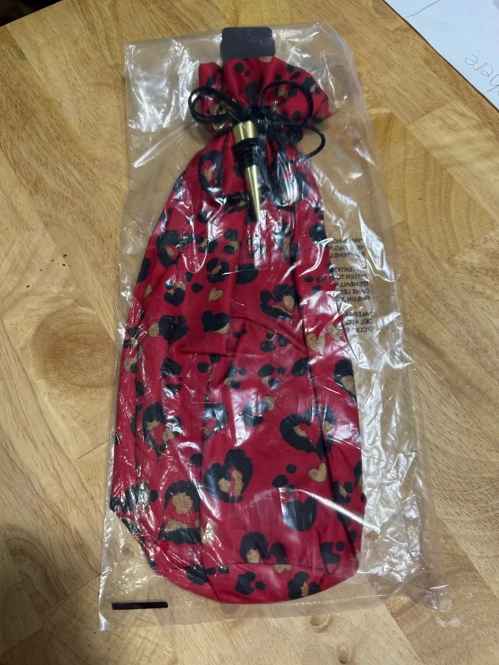 Red Leopard Print Wine Bag with Stopper